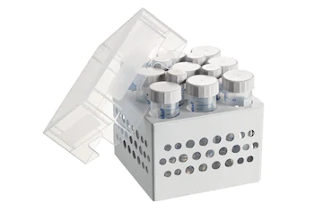 艾本德儲(chǔ)存盒 3 × 3, 可放置 9  個(gè) 50  mL 試管和 4  個(gè) 15  mL 試管，2  件，高 127  mm，5  英寸，聚丙烯材料，可耐受最低 -86  °C，高溫高壓滅菌，帶蓋子